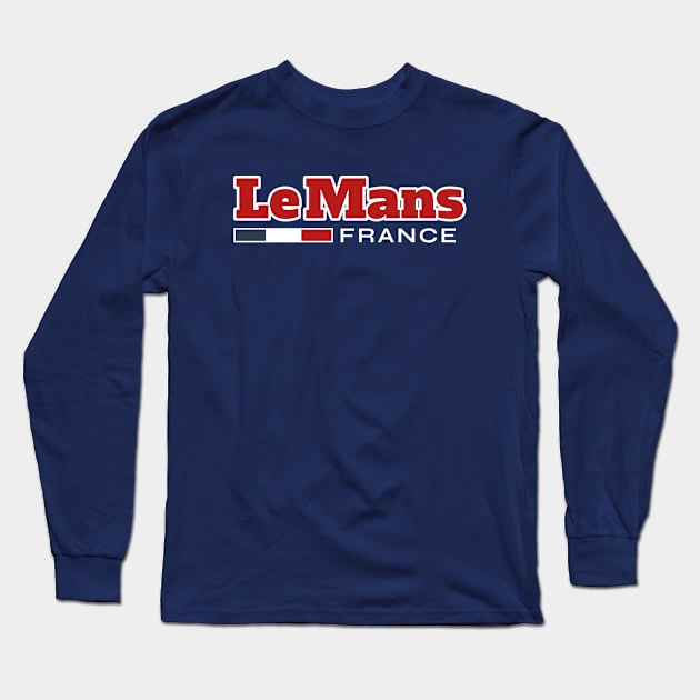 Le Mans France Retro Long Sleeve T-Shirt by urban-wild-prints